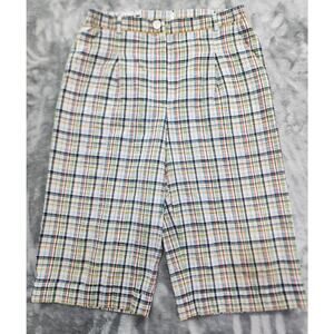 Come On Shorts Womens 8 Multicolor Plaid Seersucker High Rise Baggy Pleated‎